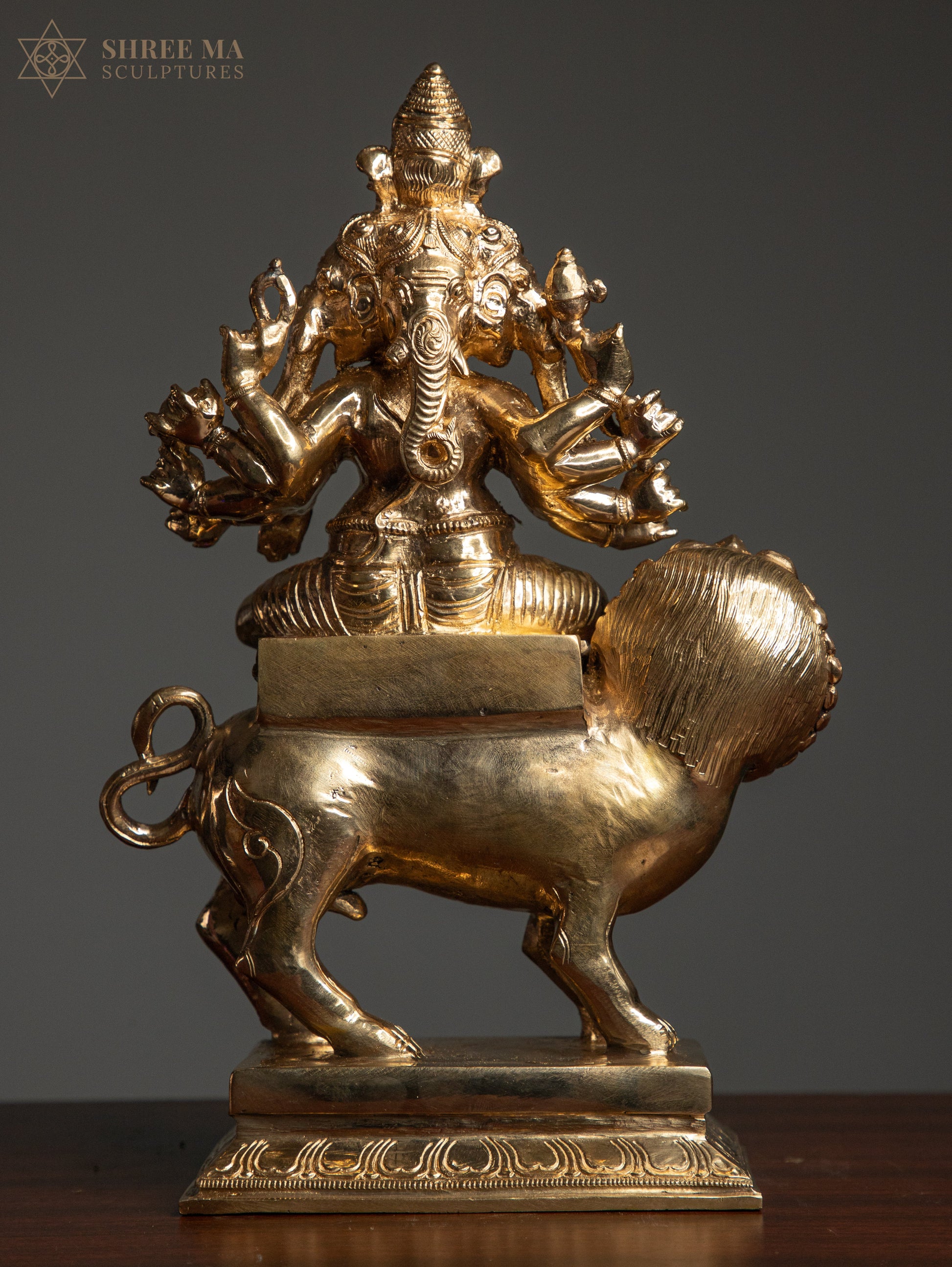 Heramba Ganapati 12-Inch Bronze Handmade Panchaloha Sculpture