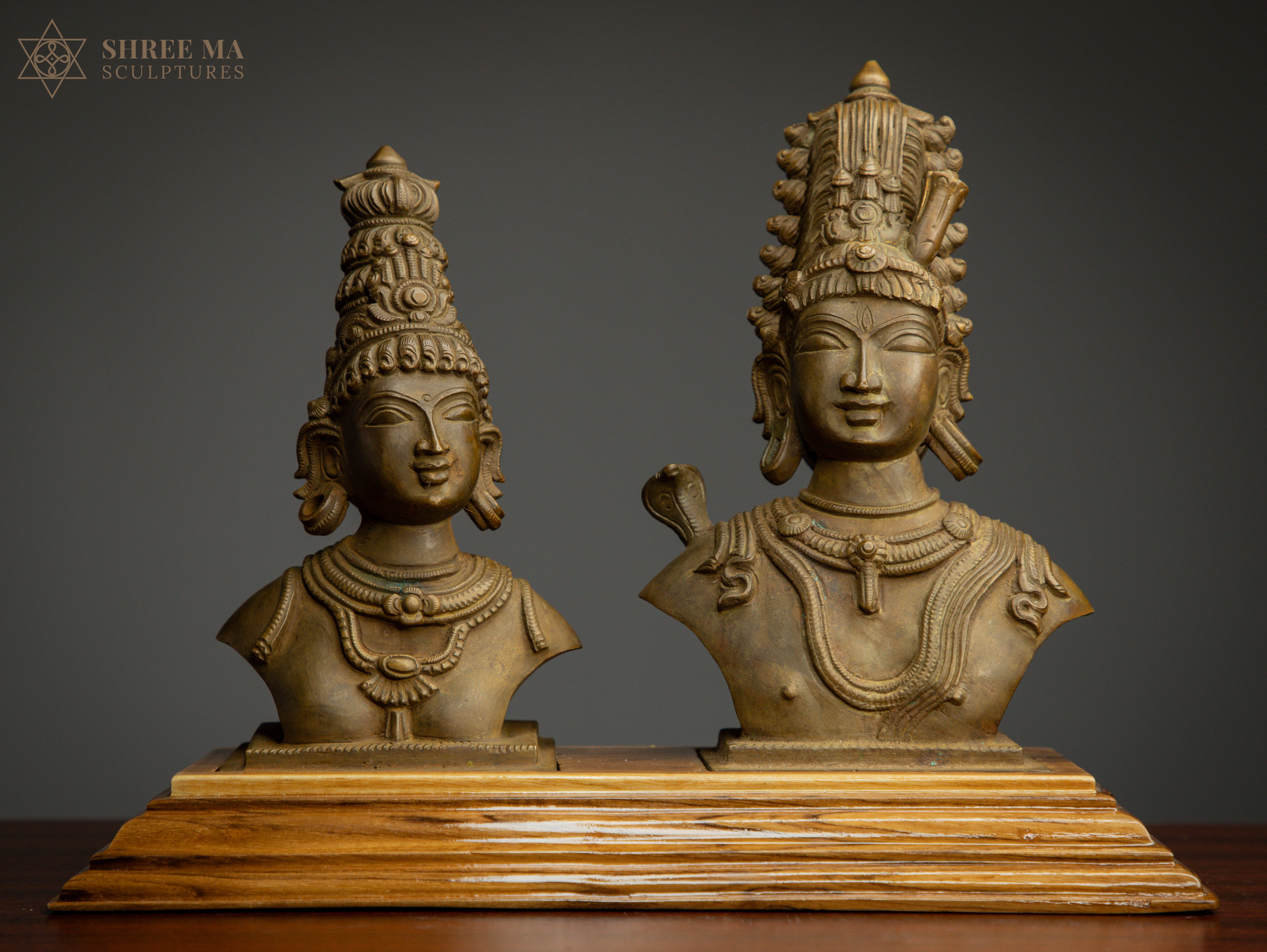 Shiva 9-Inch & Parvathi 7-Inch Bronze Set