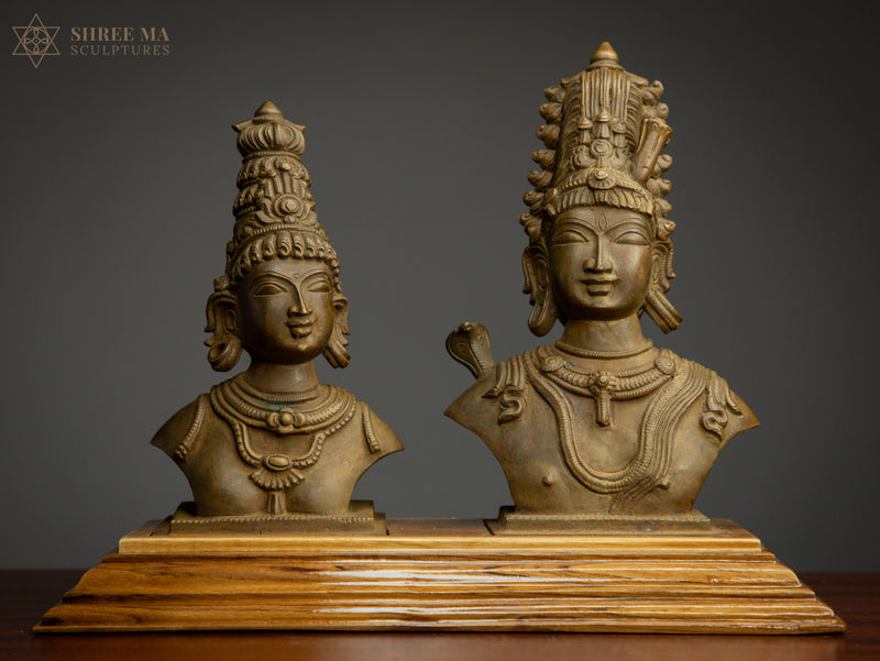 Shiva 9-Inch & Parvathi 7-Inch Bronze Set