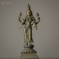 Goddess Lakshmi – 16 Inch Panchaloha Idol (Antique Finish, Chola Style Sculpture)