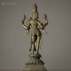 Goddess Lakshmi – 16 Inch Panchaloha Idol (Antique Finish, Chola Style Sculpture)