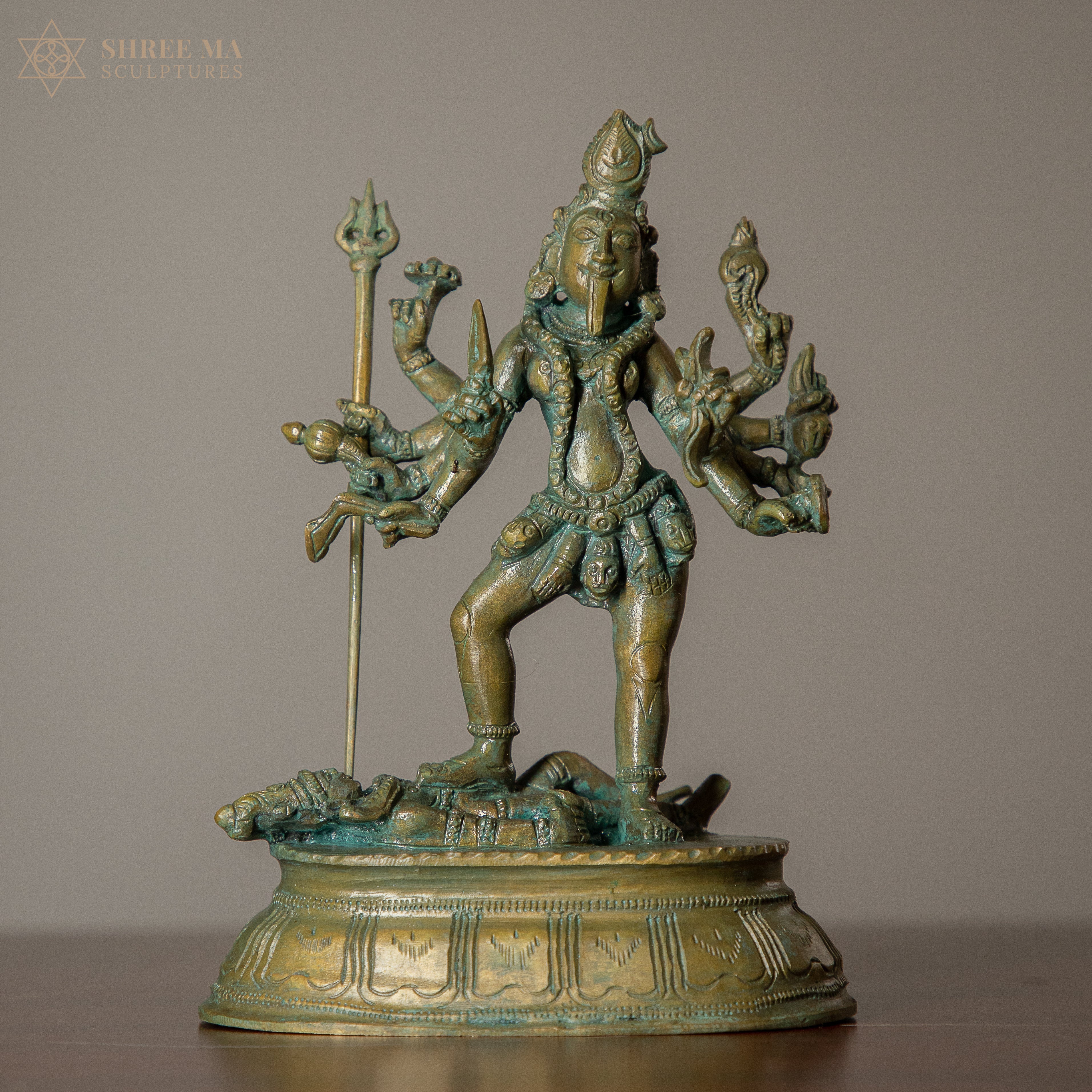Mahakali Ten Hands 6.5-Inch Panchaloha Idol | Antique Finish