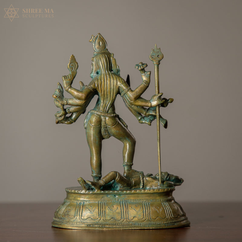 Mahakali Ten Hands 6.5-Inch Panchaloha Idol | Antique Finish