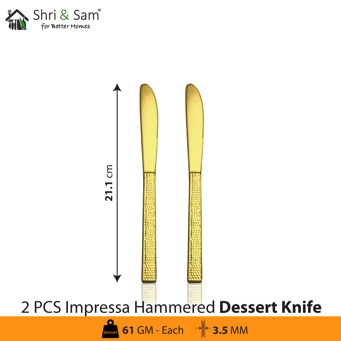 Stainless Steel Cutlery Impressa Hammered with Gold PVD Coating
