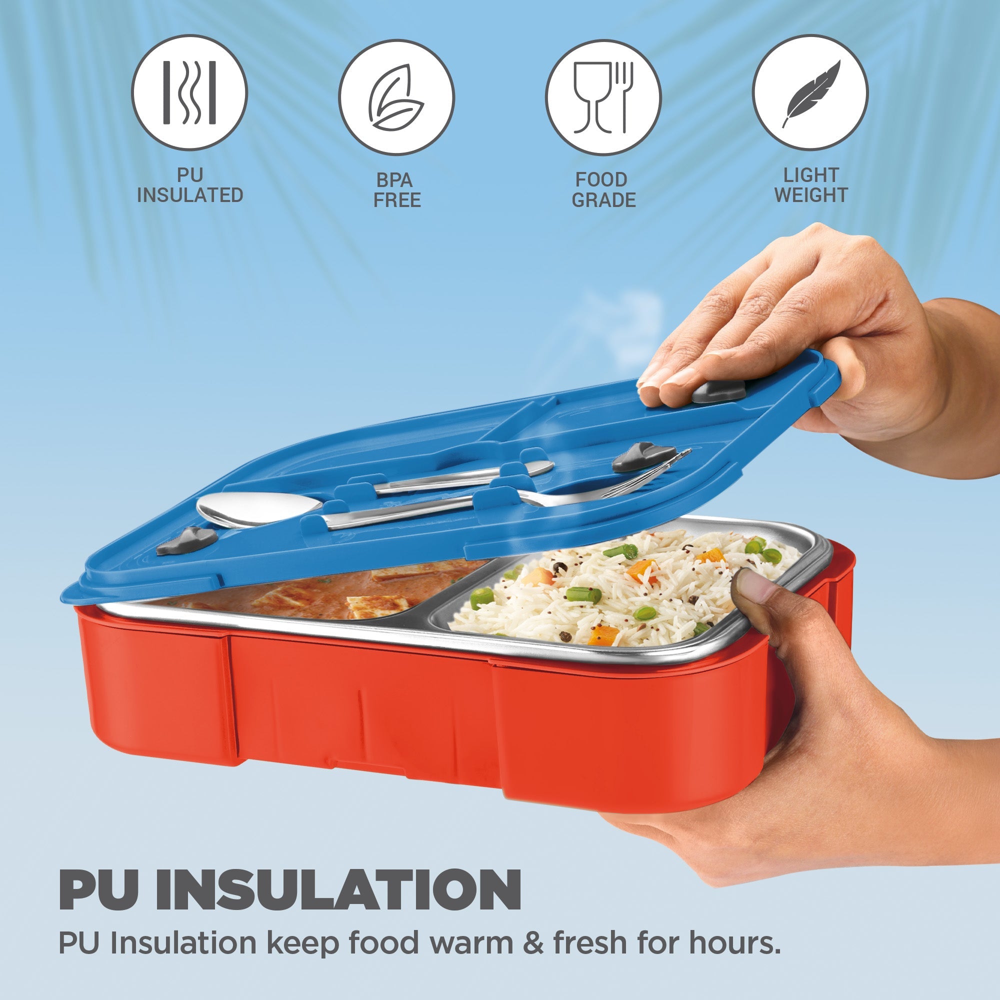 Sports Ethan 2 UV Printing Steel Thermoware Lunchbox - Delhi Capitals (DC) - Milton