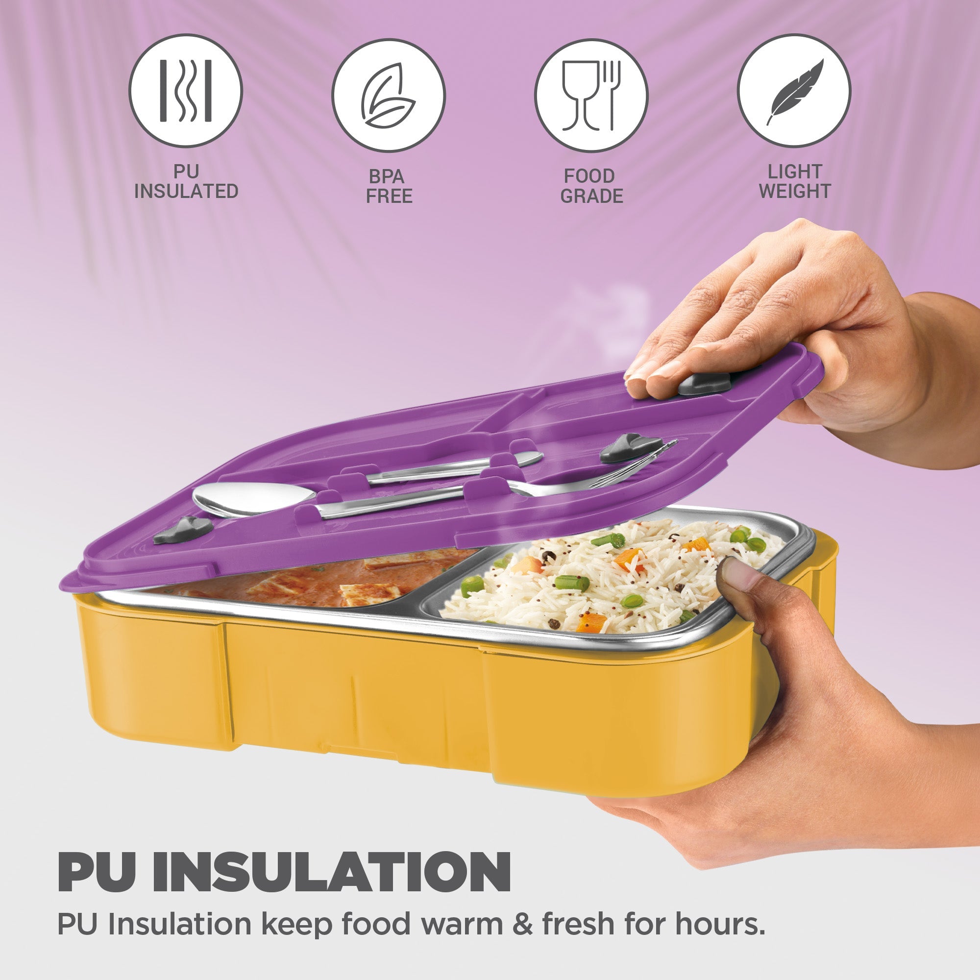 Sports Ethan 2 UV Printing Steel Thermoware Lunchbox - Kolkata Knight Riders (KKR) - Milton