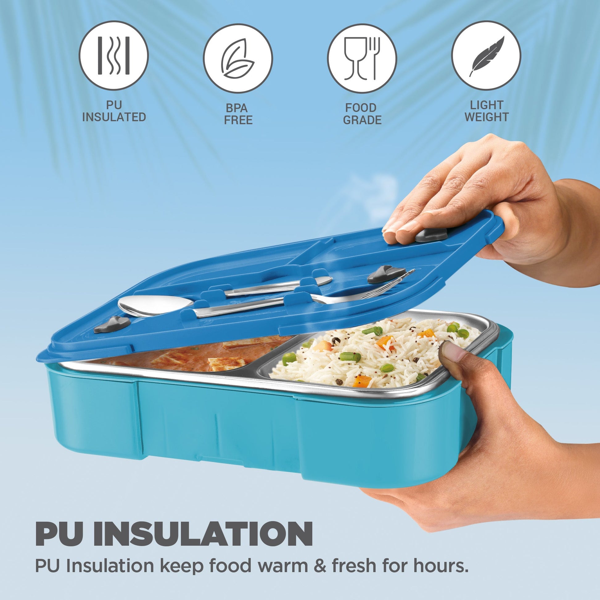Sports Ethan 2 UV Printing Steel Thermoware Lunchbox - Mumbai Indians (MI) - Milton