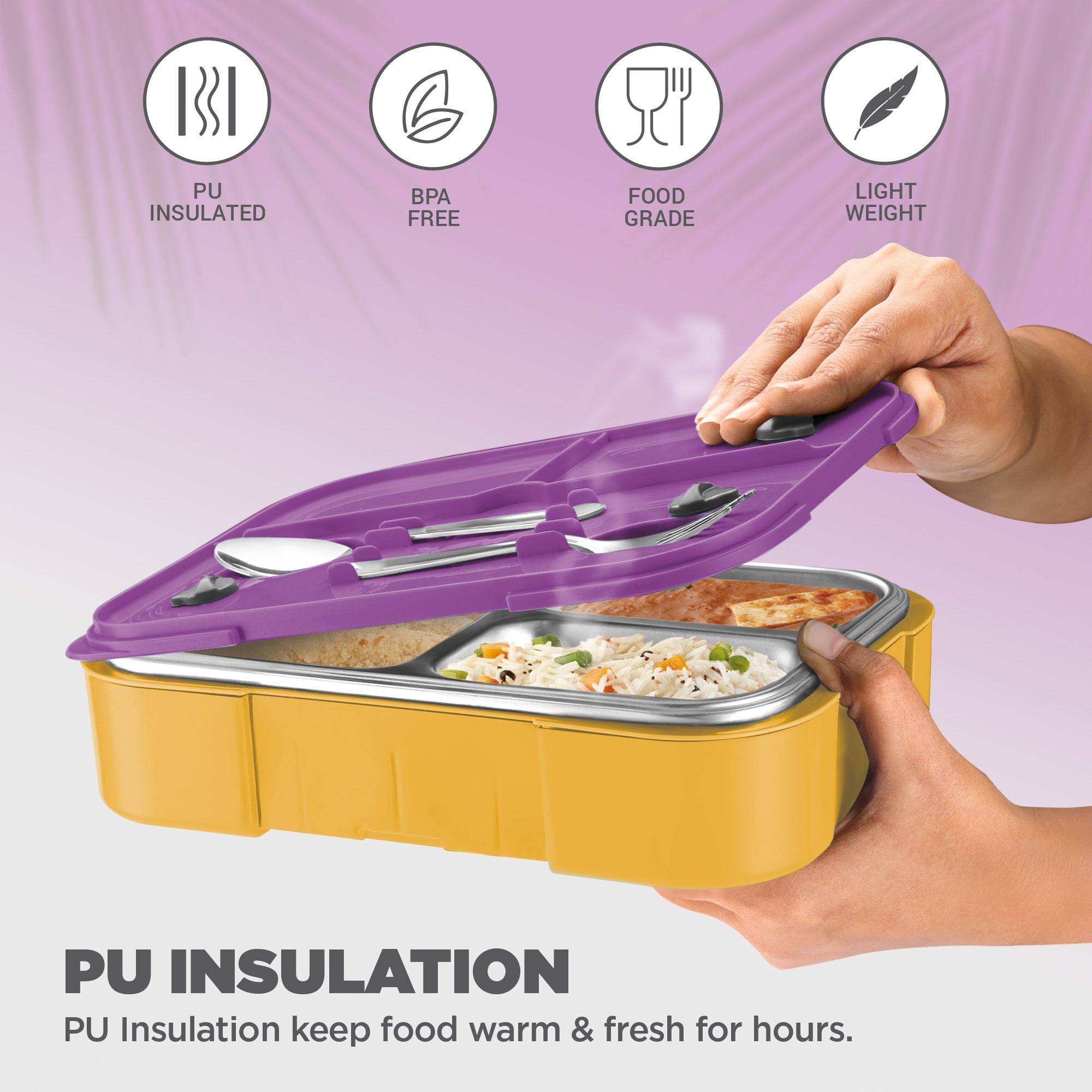 Sports Ethan 3 UV Printing Steel Thermoware Lunchbox - Kolkata Knight Riders (KKR) - Milton