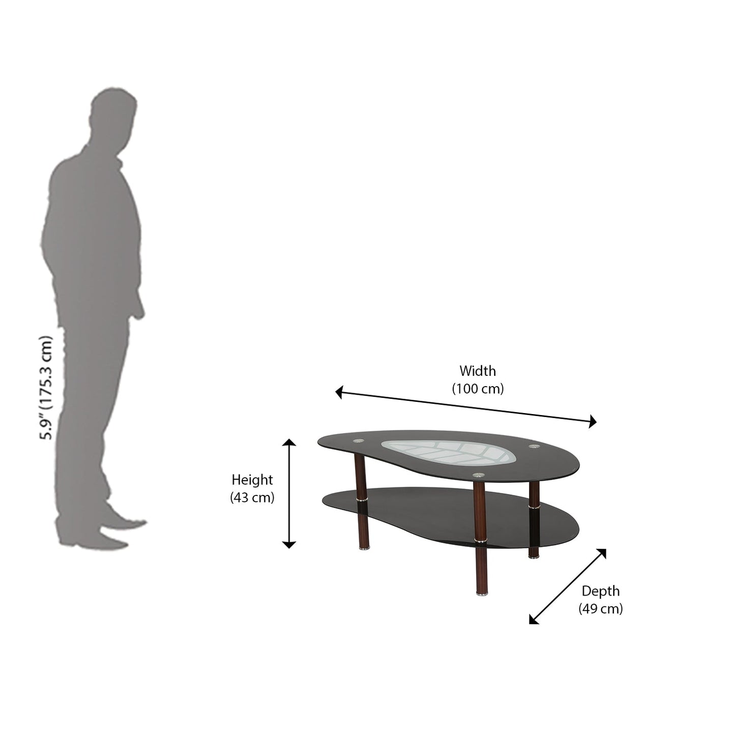 Nilkamal Stuart Center Table (Black / Walnut)