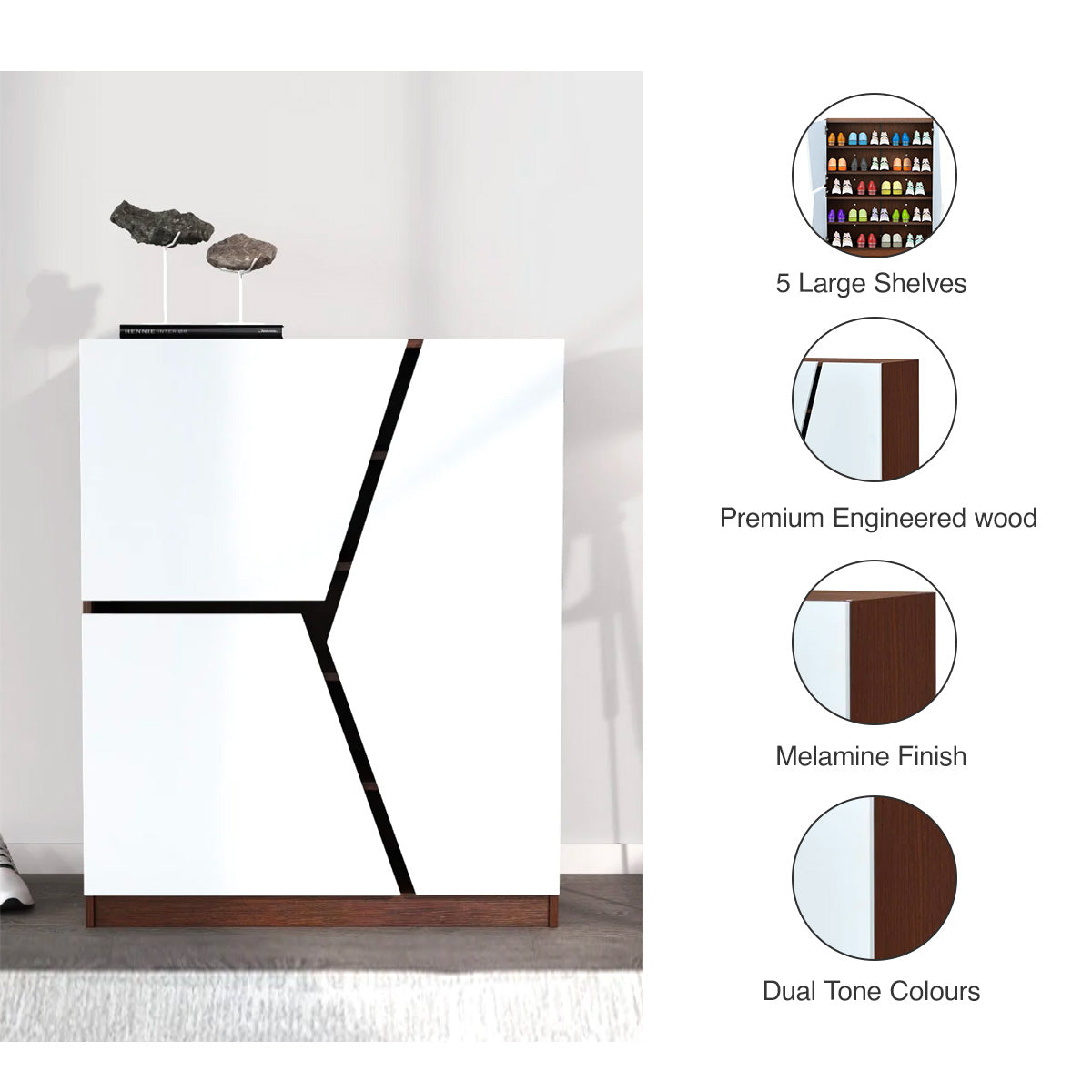 Nilkamal Tetris Shoe Cabinet (Urban Walnut)