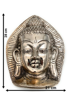 Big Buddha Mask | Buddha Wall Hanging, Silver, 11 Inch, 1 Piece