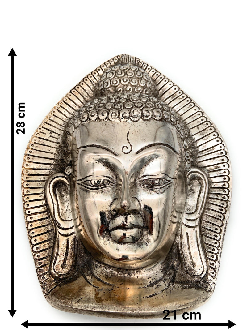 Big Buddha Mask | Buddha Wall Hanging, Silver, 11 Inch, 1 Piece