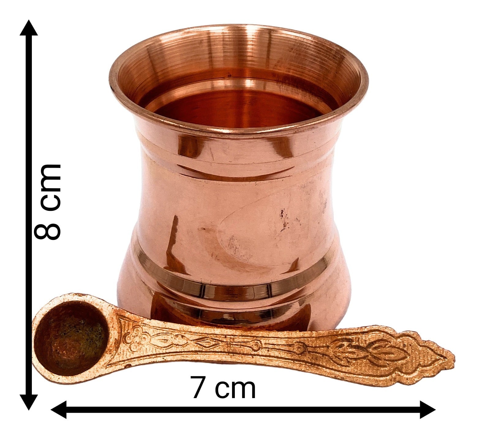 Copper Panchpatra, Tamra Panchapatram, Thamira Panchapatra Aachmani Cup, Handcrafted Tamraloha Puja Vessel for Hindu Rituals & Pooja,Gold, 3 Inch, 1 Piece