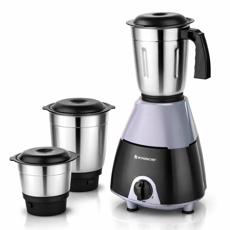 Wonderchef Vista Plus Mixer Grinder for Kitchen, 500W, 3 Multi-purpose Jars, Stainless-steel Blades for Masala, Chutney,