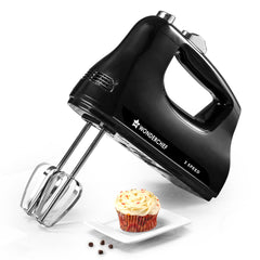 Essenza Hand Mixer | 3 Variable Speed Settings | 300W | For Beating, Whisking, Whipping, Kneading | Stainless-steel Beater and Kneader Attachments | Low Noise | Black | 2-Year Warranty