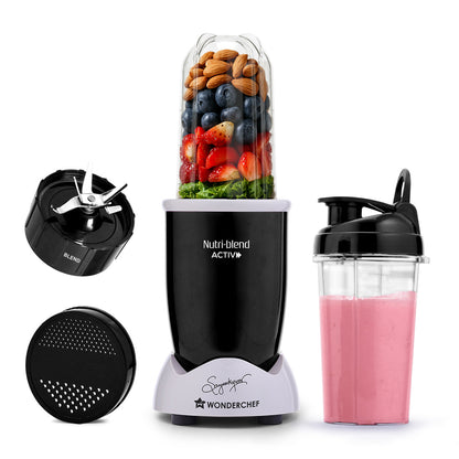 Nutri-blend Activ Mixer Grinder Blender, Smoothie Maker, 500W 22000 RPM 100% Full Copper Motor, 2 Unbreakable BPA Free Jars, SS Blades, 2 Year Warranty, Recipe book by Chef Sanjeev Kapoor, Black