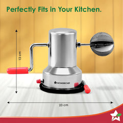 Wonderchef Stainless Steel Coconut Scraper for Kitchen, Vacuum Base, Rotatable Handle, Manual Operation, Silver