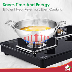 Venice Triply Stainless Steel 4 Pc. Cookware Set | Fry Pan 22cm, Kadhai with Lid 24cm, Saucepan 16cm | Non-toxic | Uniform Heating | Heavy-duty Handle | Easy Cleaning | 10-year Warranty