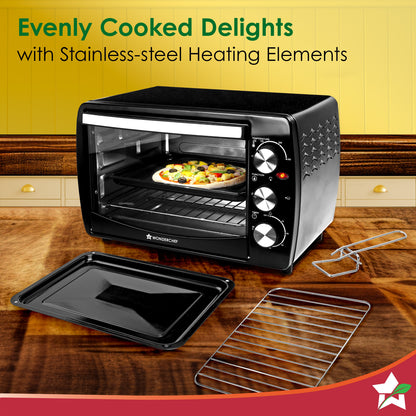 Oven Toaster Griller (OTG) 19 L | Bake, Grill, Roast | Auto-Shut Off | Heat-Resistant Tempered Glass | Customised Time & Temperature Control | Heat Selector | Easy to Clean | 2 Year Warranty 
