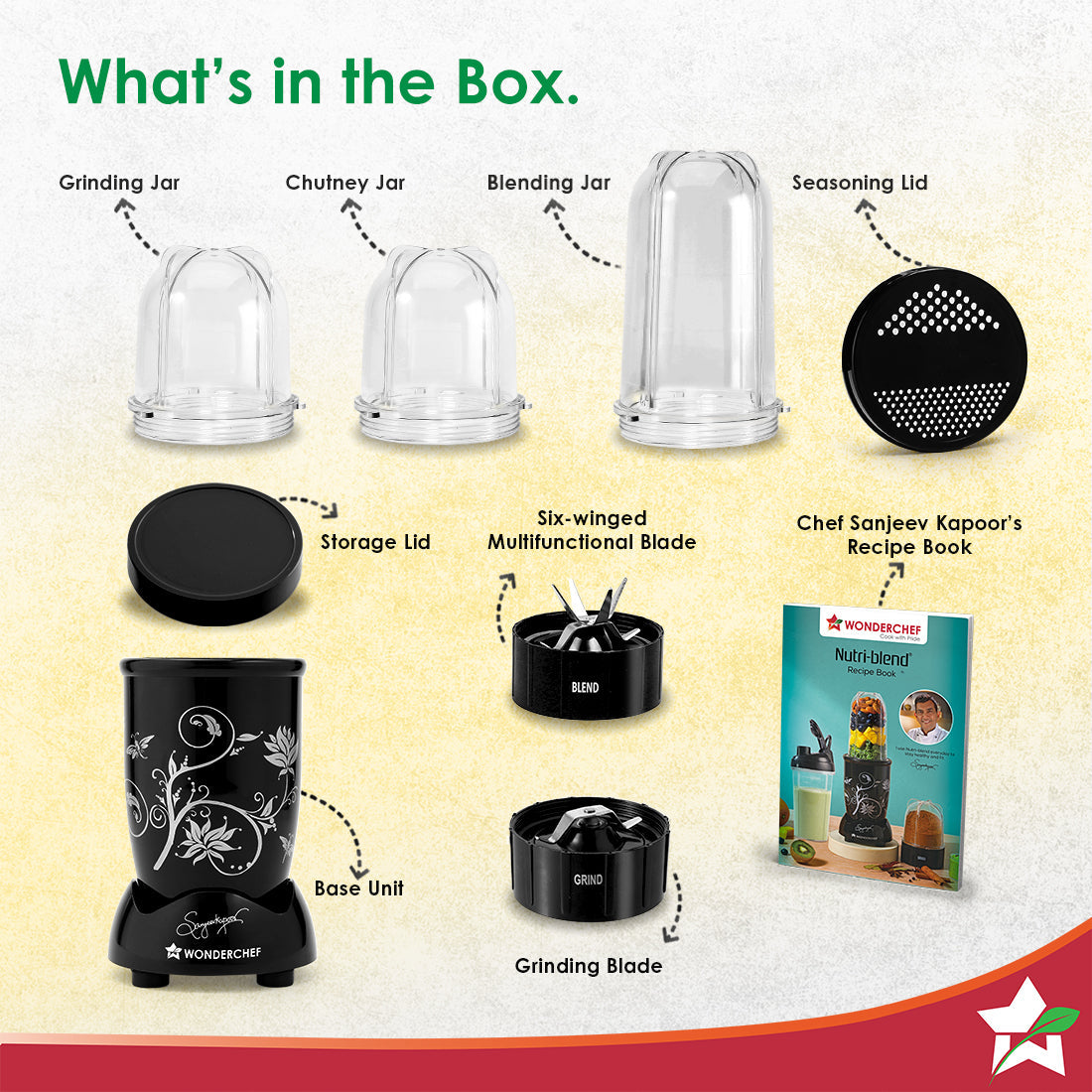 Nutri-blend 500W Mixer Grinder, 22000 RPM Motor, Smoothie Maker, Masala Grinder, Chutney Blender, 3 Unbreakable Jars, Recipe Book by Chef Sanjeev Kapoor, 2 Yr Warranty, Black