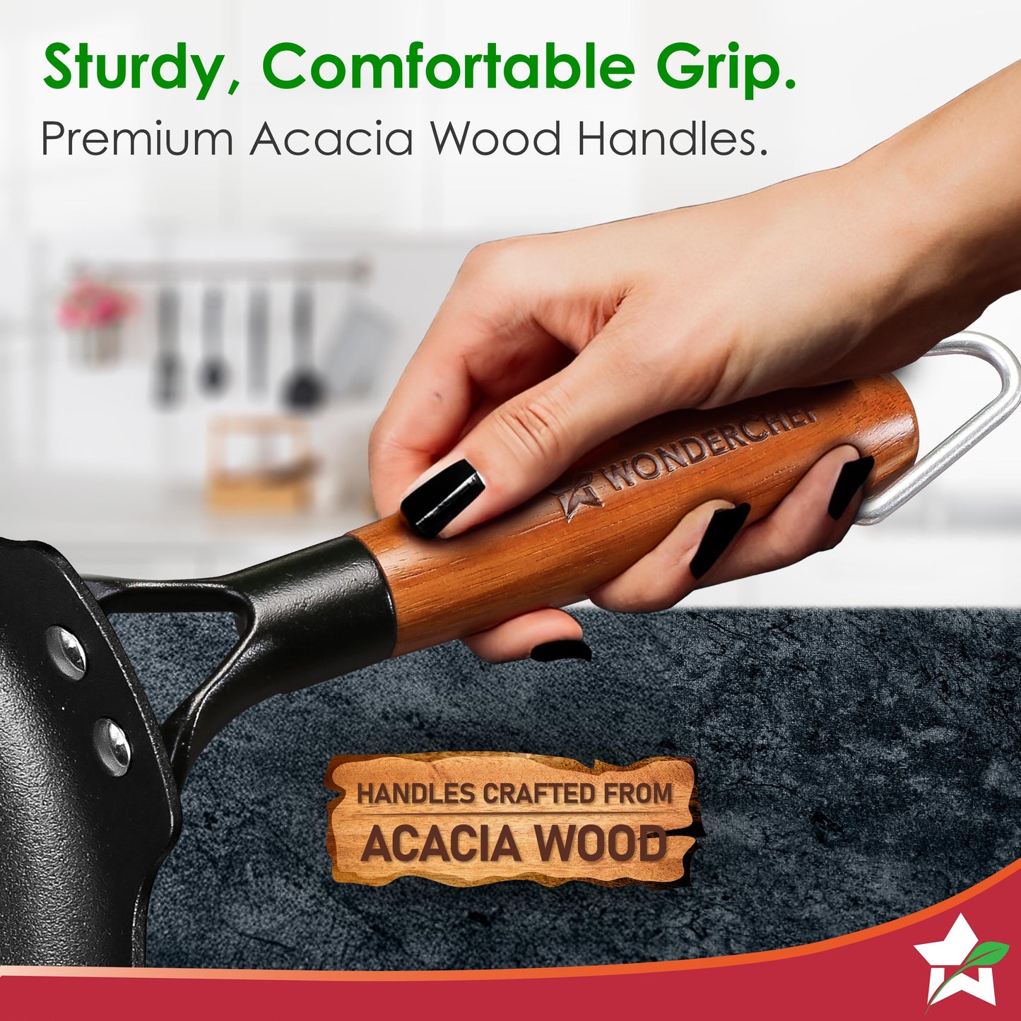 Ferro Light-weight Cast-iron Dosa Tawa, 26cm, 40% Lighter, Pre-seasoned with 100% Vegetable Oil, Non-toxic, Chemical-free, Induction-friendly, Long Cool-touch Wood Handles, 10-Yr Warranty