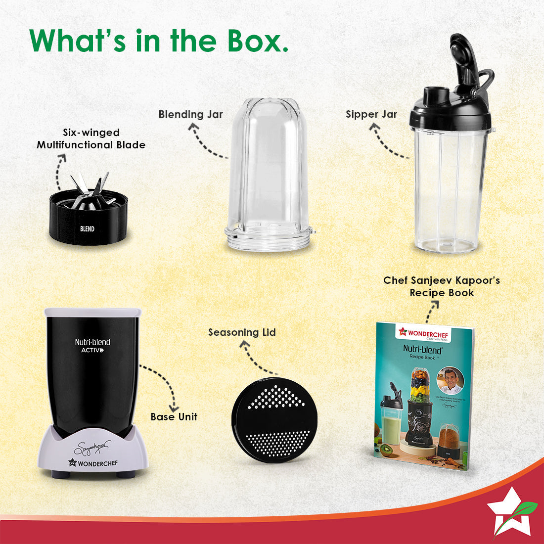 Nutri-blend Activ Mixer Grinder Blender, Smoothie Maker, 500W 22000 RPM 100% Full Copper Motor, 2 Unbreakable BPA Free Jars, SS Blades, 2 Year Warranty, Recipe book by Chef Sanjeev Kapoor, Black