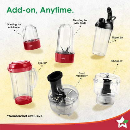 Nutri-blend 500W Mixer Grinder, 22000 RPM Motor, Smoothie Maker, Masala Grinder, Chutney Blender, 3 Unbreakable Jars, Recipe Book by Chef Sanjeev Kapoor, 2 Yr Warranty, Red