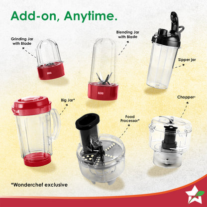 Nutri-blend Snowflakes 500W Mixer Grinder, 22000 RPM, Smoothie Maker-Masala-Chutney Grinder, 3 Unbreakable Jars, Limited Edition, Recipe Book by Chef Sanjeev Kapoor, 2 Yr Warranty, Red