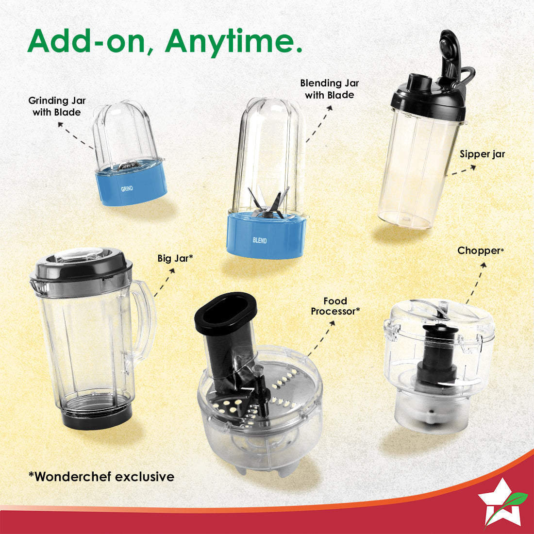 Wonderchef Nutri-blend 500W Mixer Grinder, 22000 RPM Motor, Smoothie Maker, Masala Grinder, Chutney Blender, 3 Unbreakable Jars, Recipe Book by Chef Sanjeev Kapoor, 2 Yr Warranty, Blue