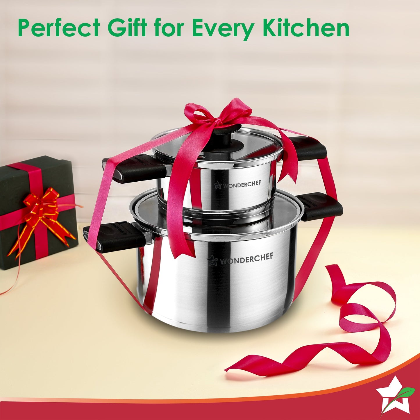 Click and Cook Stainless Steel Casserole 2 Pc Set | 3 L, 1 L | Unique Foldable Cool-touch Handles | Tri-ply Bottom | Glass Lid with Steam Vent | Induction and Gas Cooktop Friendly