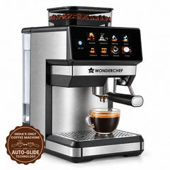 Wonderchef Prebook Auto Bar Espresso Coffee Maker & Grinder, 20-bar, Built-in Frother, Hassle-free, Make Espressos, Capp