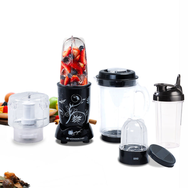 Galaxy Mixer Grinder 750W 100% Copper Motor, 4 Stainless Steel Jars, Black & Grey, 5 Years Warranty