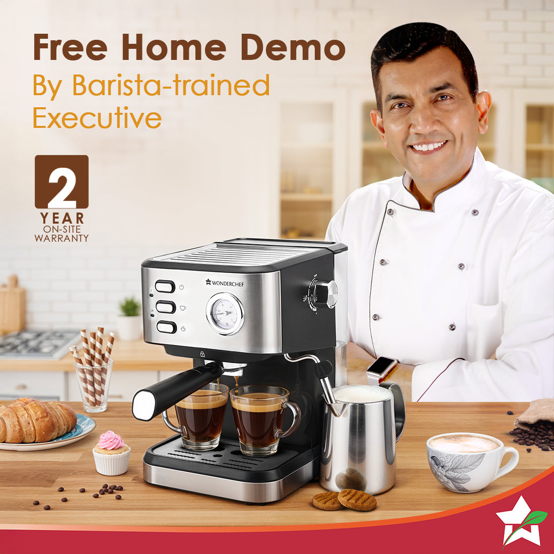 Wonderchef Regenta 19 bar Espresso Coffee Maker | Espresso, Cappuccino, Latte, Mocha, Cold Coffee| Adjustable Milk Froth