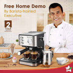 Wonderchef Regenta 19 bar Espresso Coffee Maker | Espresso, Cappuccino, Latte, Mocha, Cold Coffee| Adjustable Milk Froth