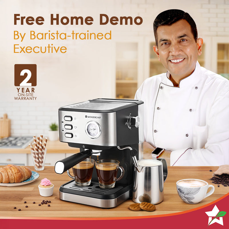 Wonderchef Regenta 19 bar Espresso Coffee Maker | Espresso, Cappuccino, Latte, Mocha, Cold Coffee| Adjustable Milk Froth