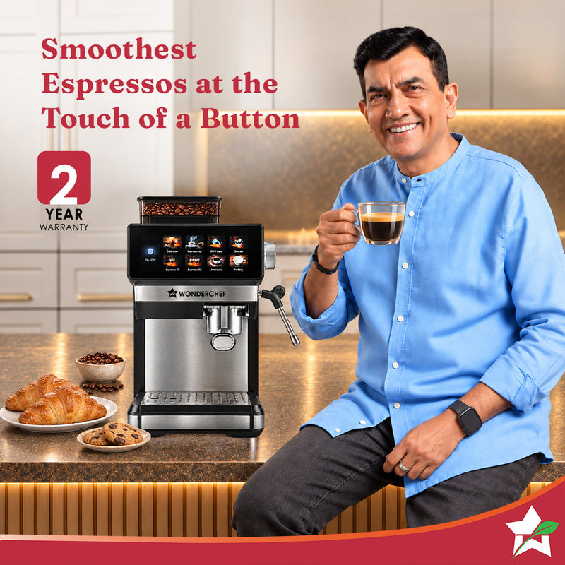 Wonderchef Prebook Auto Bar Espresso Coffee Maker & Grinder, 20-bar, Built-in Frother, Hassle-free, Make Espressos, Capp