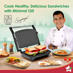 Wonderchef Essenza Contact Grill | 400W | Dual-side Heating | Non-stick Grill Plates | Oil Collector Tray | LED Indicato