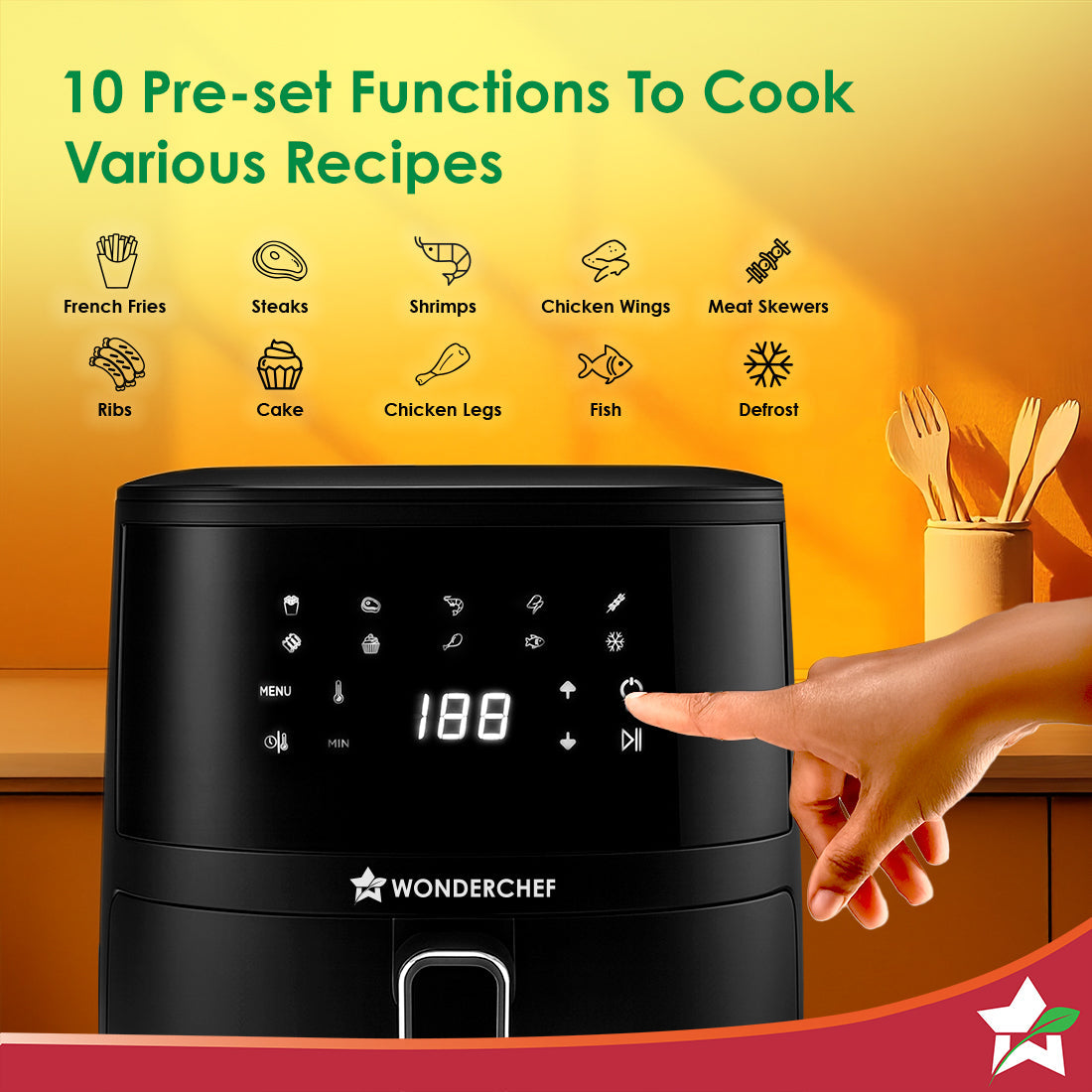 Neo Pro Digital Air Fryer | 4.5L | 1300W | Rapid Air Technology | 10 Pre-Set Functions | Temperature and Time Control | Automatic Shut-Off | Compact Design | 2-Year Warranty