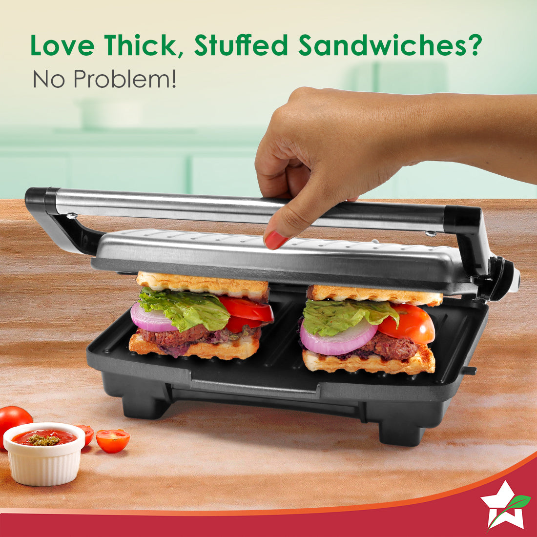 Wonderchef Essenza Contact Grill | 400W | Dual-side Heating | Non-stick Grill Plates | Oil Collector Tray | LED Indicato
