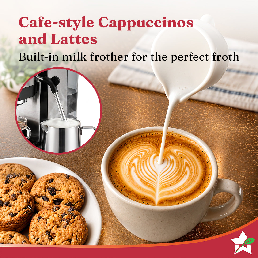 Wonderchef Prebook Auto Bar Espresso Coffee Maker & Grinder, 20-bar, Built-in Frother, Hassle-free, Make Espressos, Capp