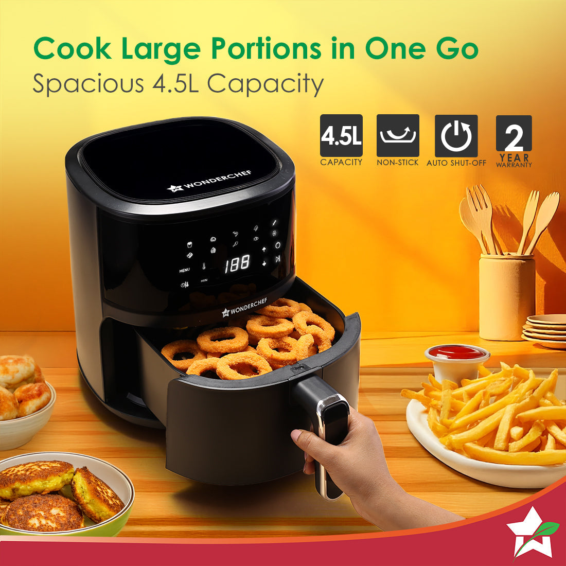 Neo Pro Digital Air Fryer | 4.5L | 1300W | Rapid Air Technology | 10 Pre-Set Functions | Temperature and Time Control | Automatic Shut-Off | Compact Design | 2-Year Warranty