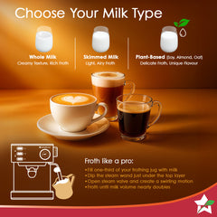 Wonderchef Regenta 19 bar Espresso Coffee Maker | Espresso, Cappuccino, Latte, Mocha, Cold Coffee| Adjustable Milk Froth
