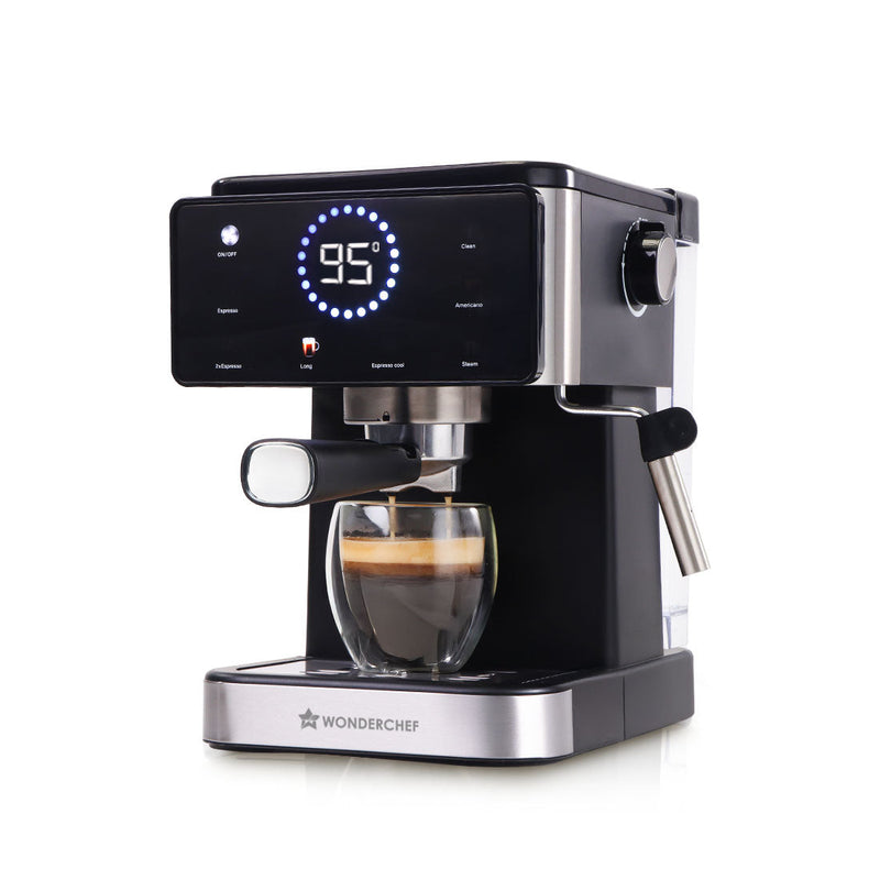 Wonderchef Rinaldi Espresso 20 bar Coffee Maker with Temperature Gauge | Espresso, Cappuccino, Latte, Mocha, Cold Coffee