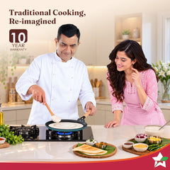 Wonderchef Ferro Enamel Light-weight Cast-iron Dosa Tawa, 28cm, No Seasoning Required, TitaniumShield Non-toxic Chemical
