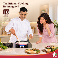 Wonderchef Ferro Enamel Light-weight Cast-iron Dosa Tawa, 28cm, No Seasoning Required, TitaniumShield Non-toxic Chemical
