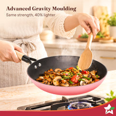 Wonderchef Ferro Enamel Light-weight Cast-iron Fry Pan, 24cm, No Seasoning Required, TitaniumShield Non-toxic Chemical-f