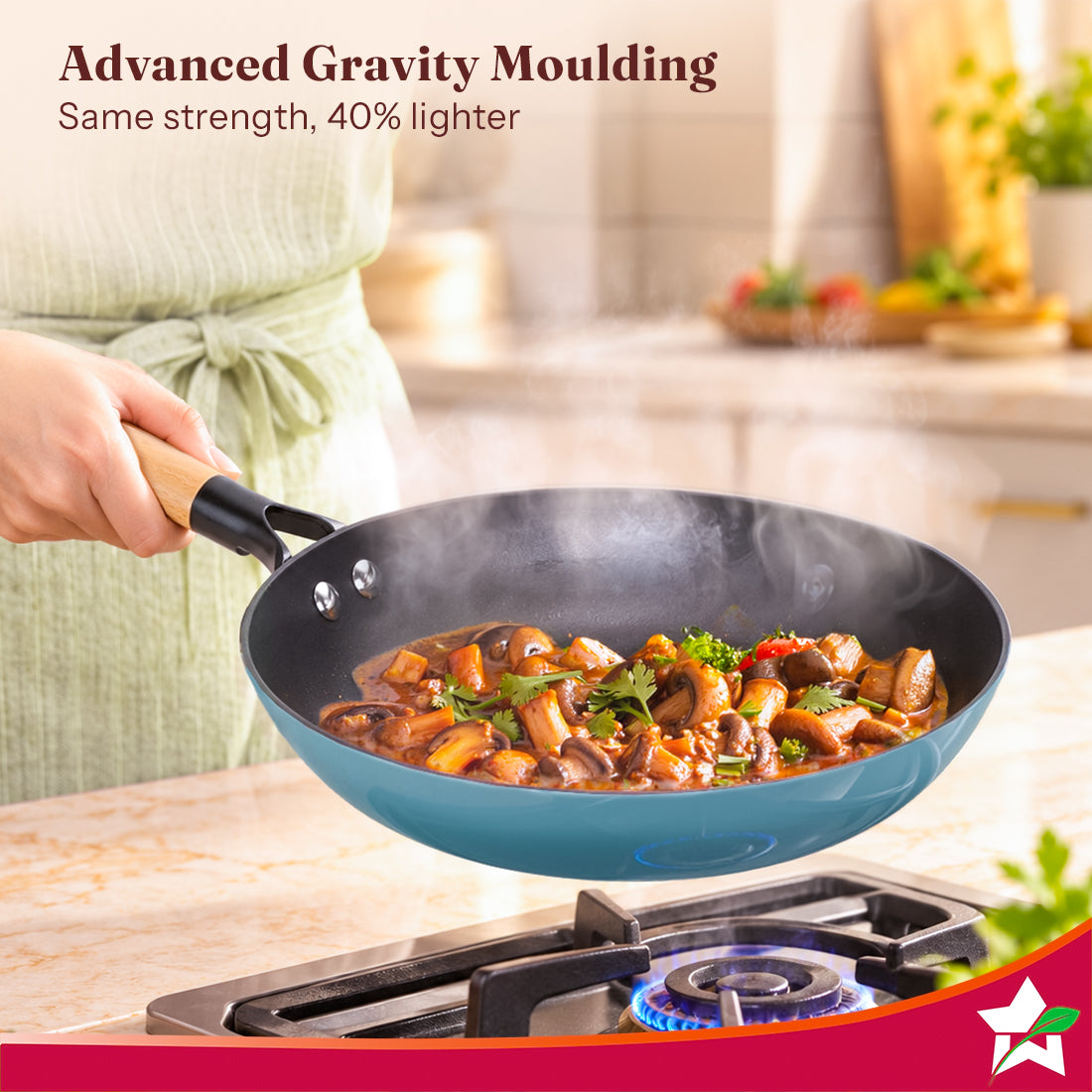 Wonderchef Ferro Enamel Light-weight Cast-iron Fry Pan, 24cm, No Seasoning Required, TitaniumShield Non-toxic Chemical-f