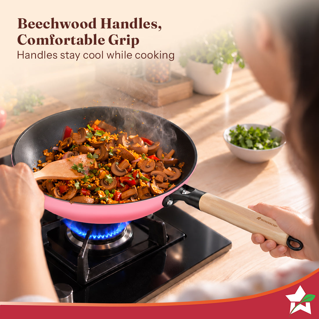 Wonderchef Ferro Enamel Light-weight Cast-iron Fry Pan, 24cm, No Seasoning Required, TitaniumShield Non-toxic Chemical-f