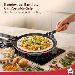 Wonderchef Ferro Enamel Light-weight Cast-iron Dosa Tawa, 28cm, No Seasoning Required, TitaniumShield Non-toxic Chemical
