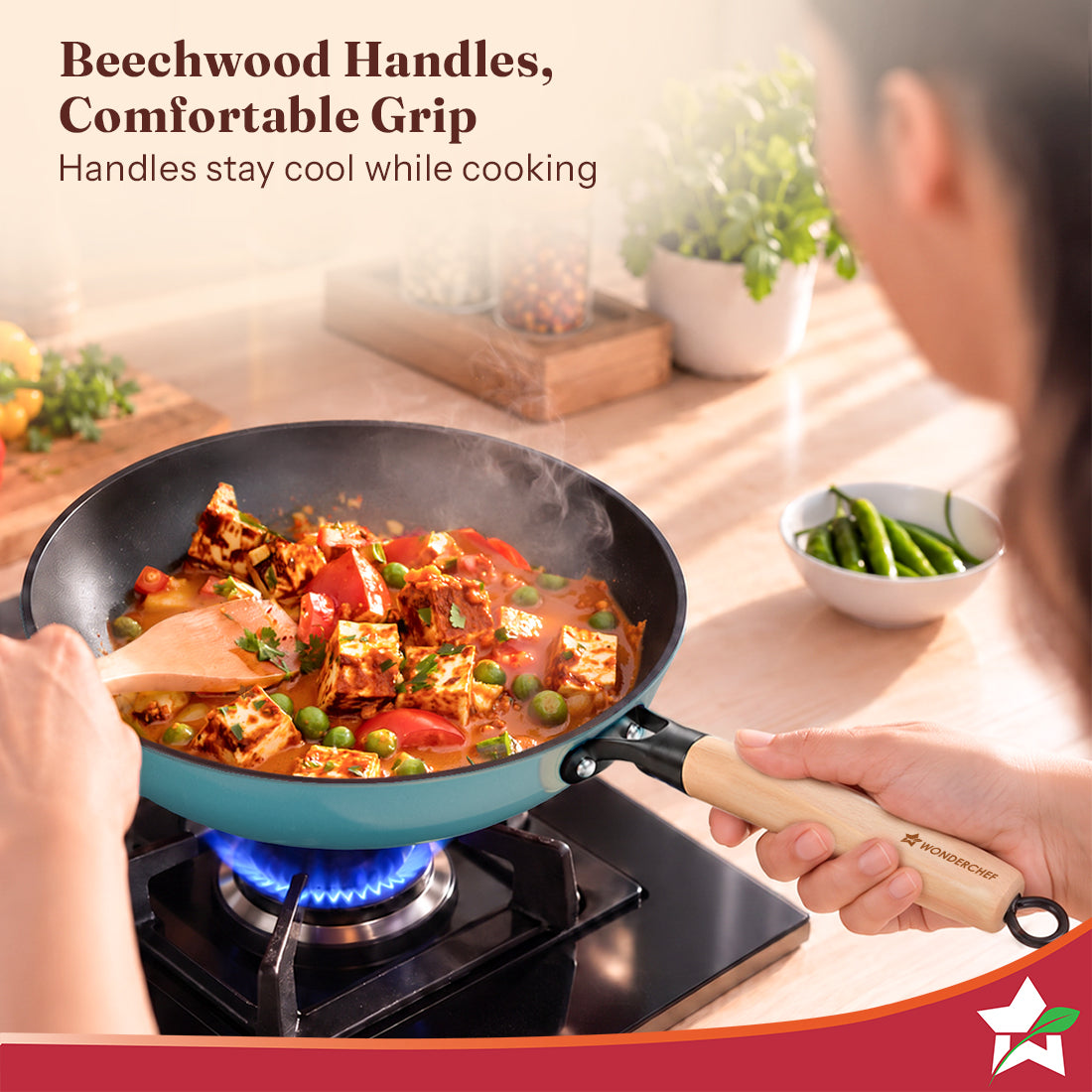 Wonderchef Ferro Enamel Light-weight Cast-iron Fry Pan, 20cm, No Seasoning Required, TitaniumShield Non-toxic Chemical-f